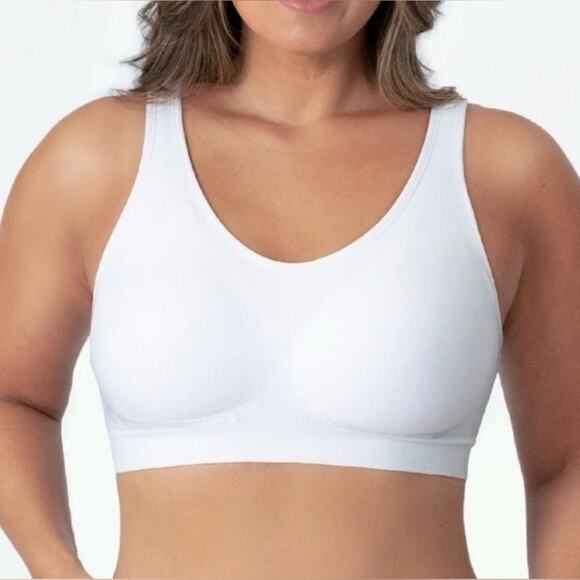 TRUEKIND Daily Comfort Wirefree Shaper Bra WHITE Support Stretch NWT L - Picture 1 of 8